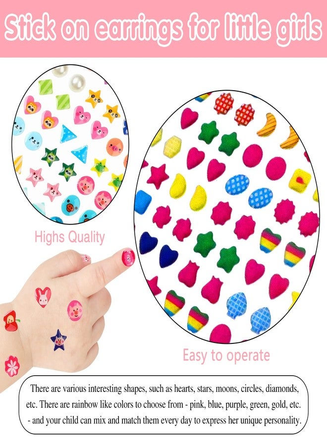 FEMBW 460PCS Sticker Earrings for Girls - 3D Gem Stick on Earrings 2-4-6-8, Self-Adhesive Glitter Crystal Stickers for Kids, Toddlers, DIY Crafts & Dress Up (Multiple Shapes & Colors) - Image 5